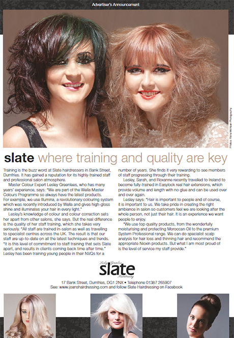 Slate Hairdressing advertising feature